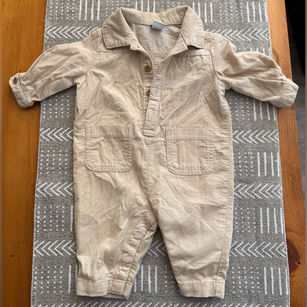 Old Navy Beige Cotton One-Piece Romper
